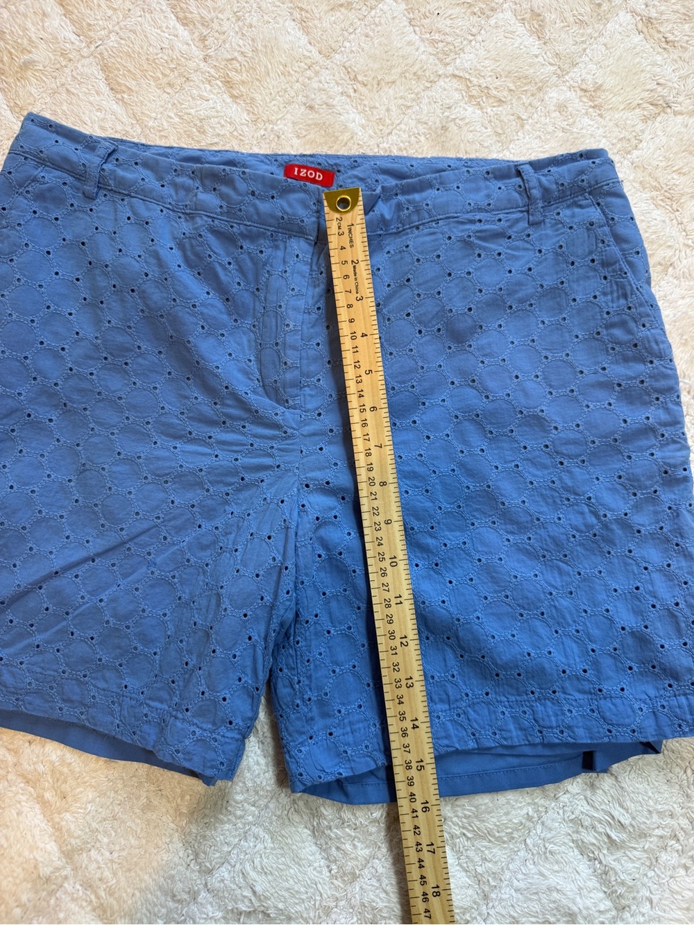 Izod Light Blue Eyelet Bermuda Shorts - Picture 3 of 9